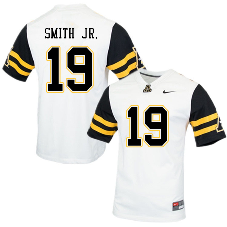 Men #19 Mike Smith Jr. Appalachian State Mountaineers College Football Jerseys Sale-White - Click Image to Close